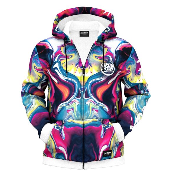 Abstract Cat Zip Up Hoodie For Discount