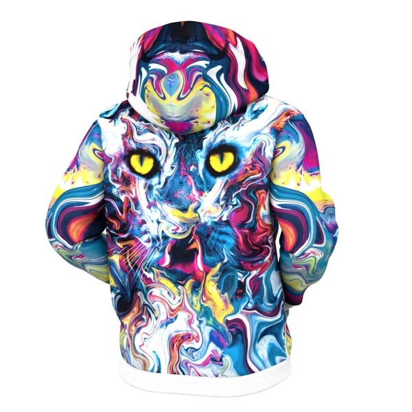 Abstract Cat Zip Up Hoodie For Discount - Image 4