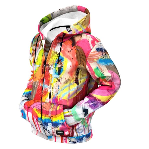 Abstract Paint Zip Up Hoodie For Discount - Image 2