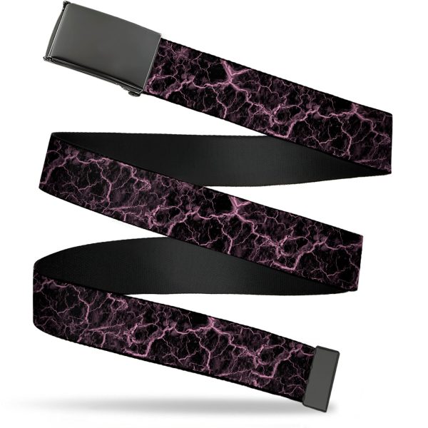 Web Belt Clasp Buckle - Marble Black Baby Pink Webbing Sale