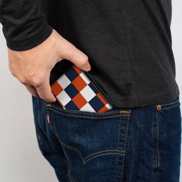 Bi-Fold Wallet - Checker Navy Orange White Online Hot Sale - Image 5
