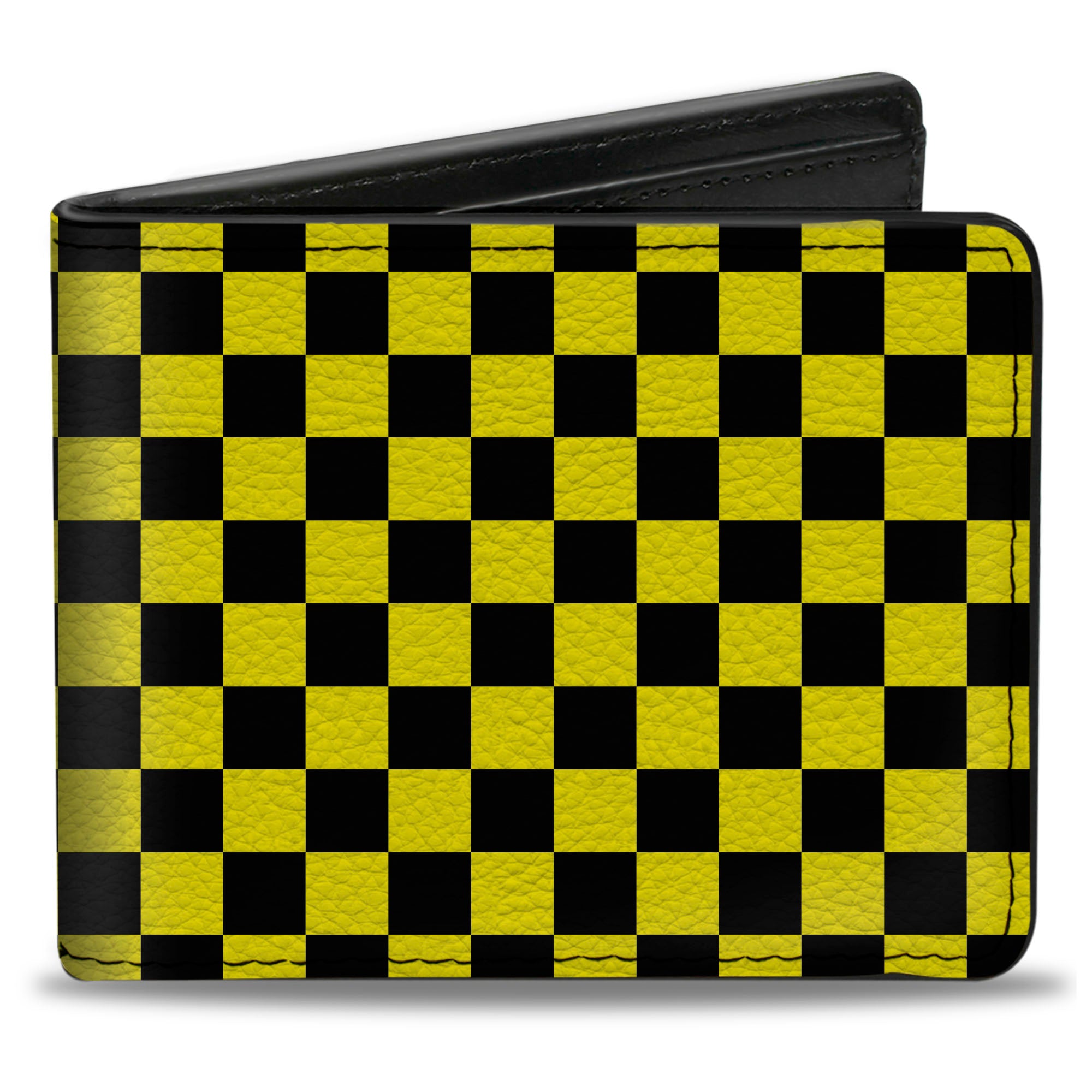 Bi-Fold Wallet – Checker Black Neon Yellow Discount