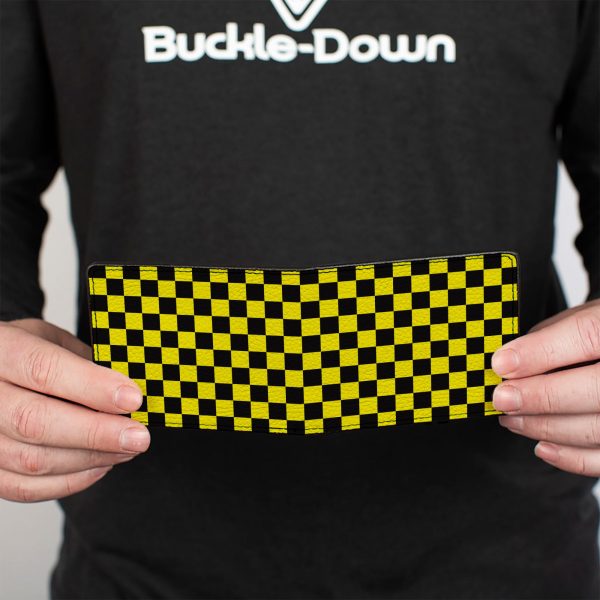 Bi-Fold Wallet - Checker Black Neon Yellow Discount - Image 4